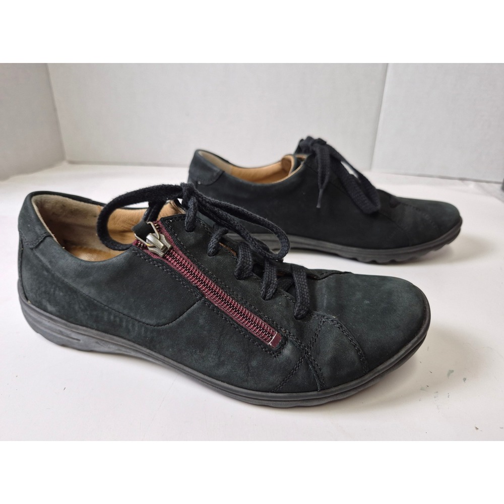 Hartjes XS Black Nubuck Leather Side Zip Lace Up Walking Shoes 4.5 UK 6.5 US
